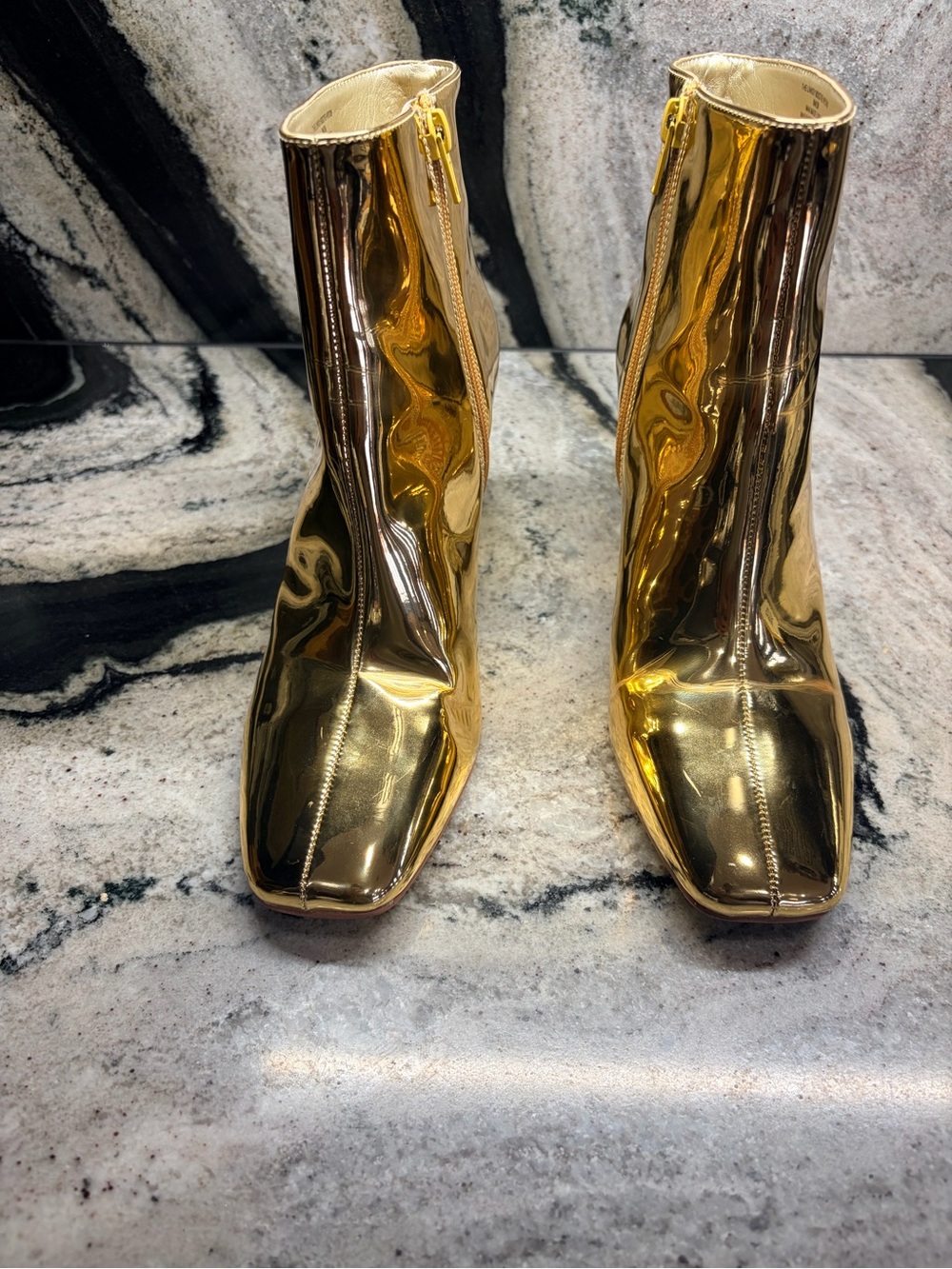 Katy Perry The Linksy Gold Metallic Watch Heel Ankle Boots Size 8 - Picture 2 of 10